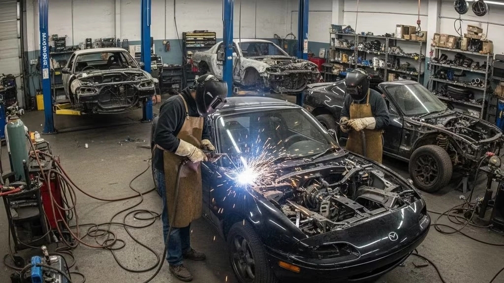 Welding and strengthening the chassis of heavy and semi-heavy vehicles on site