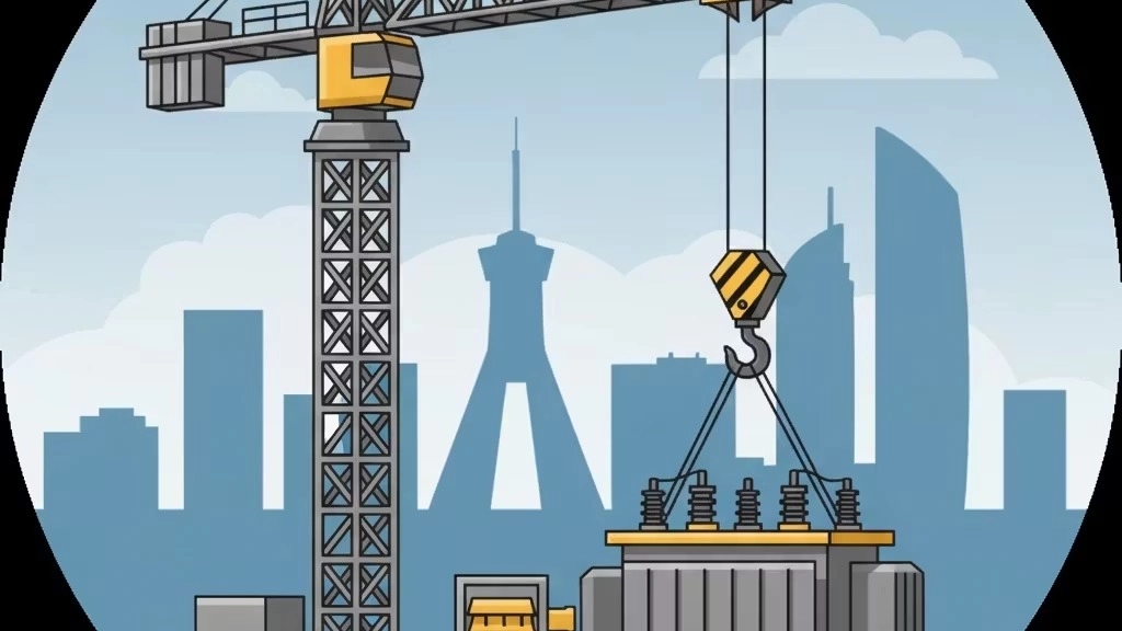 Shujaei contracting, crane loading and unloading services for power installation in Tehran