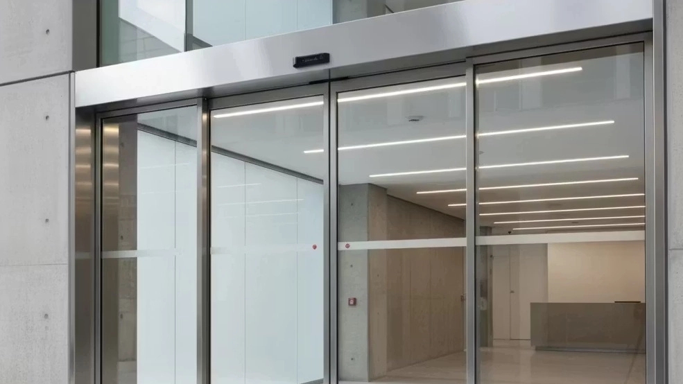 Oscar Door, construction of steel frame and aluminum automatic glass doors in Mashhad