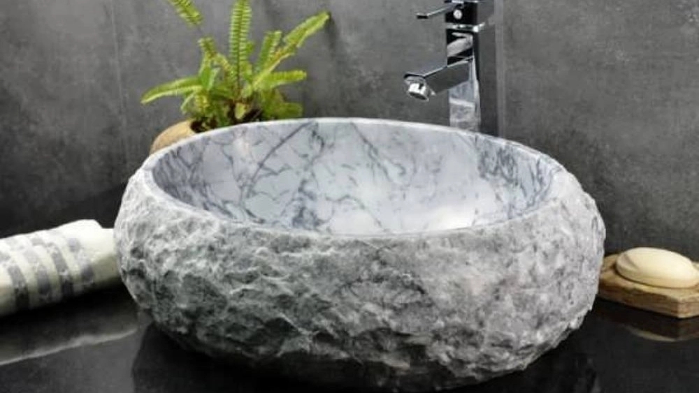 Seng Shik Mazaheri store, production and sale of Azna marble and white porcelain single pedestal vanity in Isfahan