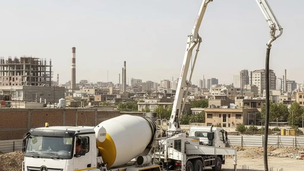 Ready-made concrete of Tabriz, Araz, Hirad concrete, equipped with air pump and truck mixer