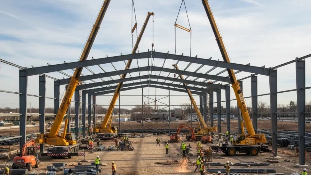 Construction of light and heavy industrial shed for special uses