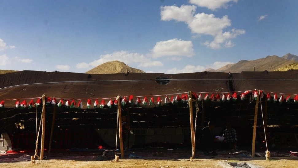 A cross-border production, a producer of black nomadic tents in Shiraz