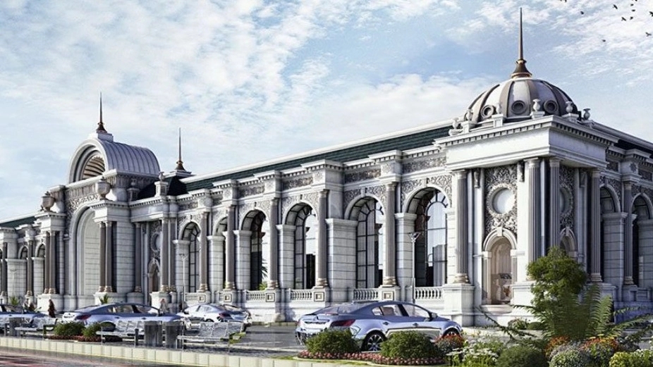 Implementation of the cement facade of the wedding hall in Fars