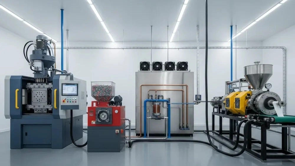 Sale of plastic injection machine, mill, chiller and extruder in Tehran
