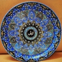 Alikhani stained glass art, traditional design on wood glass pottery in Tehran
