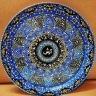 Alikhani stained glass art, traditional design on wood glass pottery in Tehran