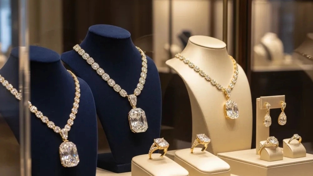Design and construction of a luxury jewelry shop window in Varamin