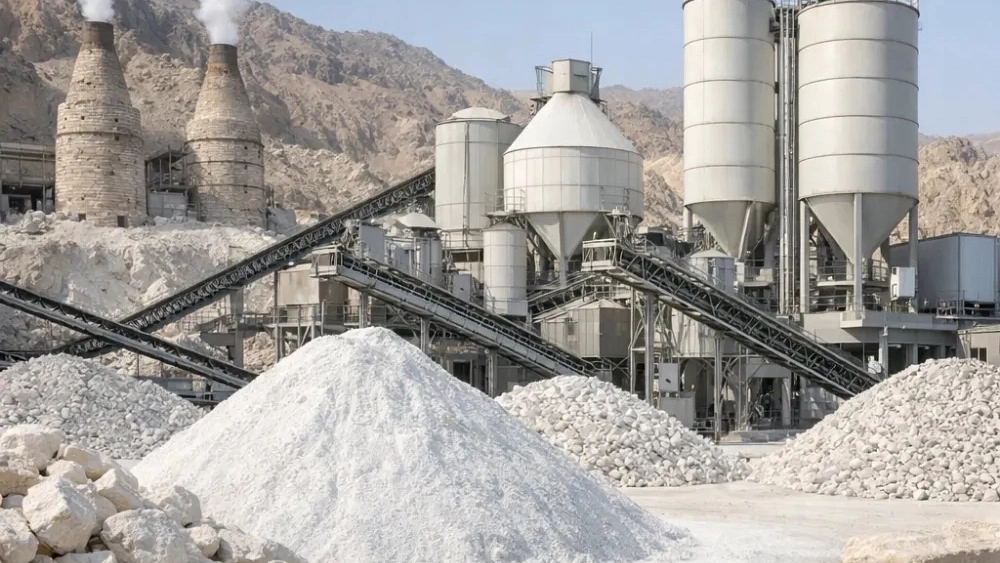 Salimi lime and stone powder, production of traditional cloddy lime and building stone powder in Qom