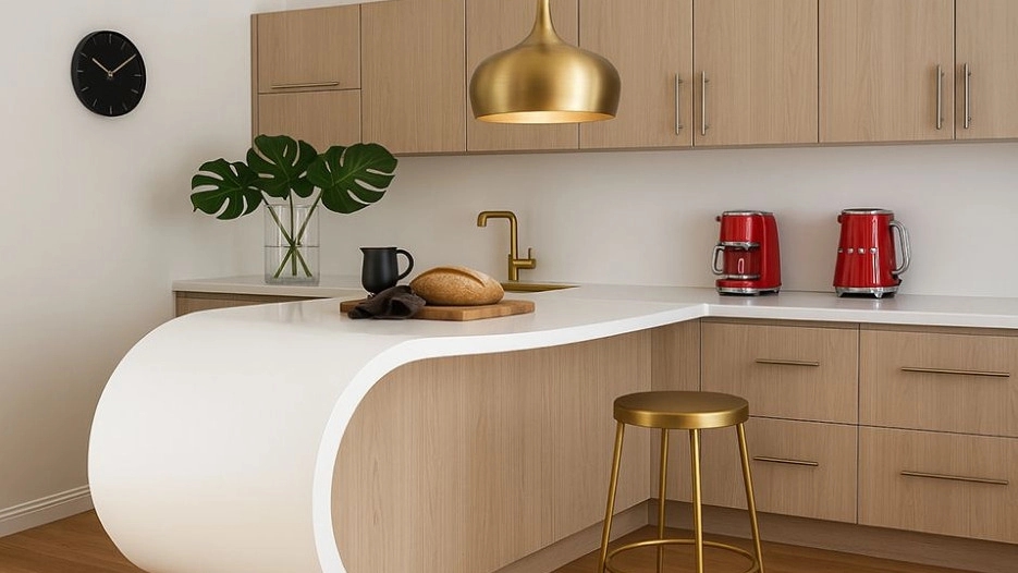 Vahid decoration, cabinet installation design and Corian panels in Qaimshahr