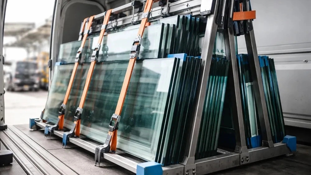 Carrying Abdoli Glass, moving Securit Laminate double-glazed glass in Tehran Pars