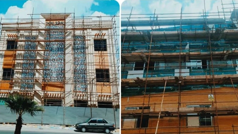 Interior decoration by Rahimi, implementation of marble sheet wallpaper and knaf in Jam Bushehr
