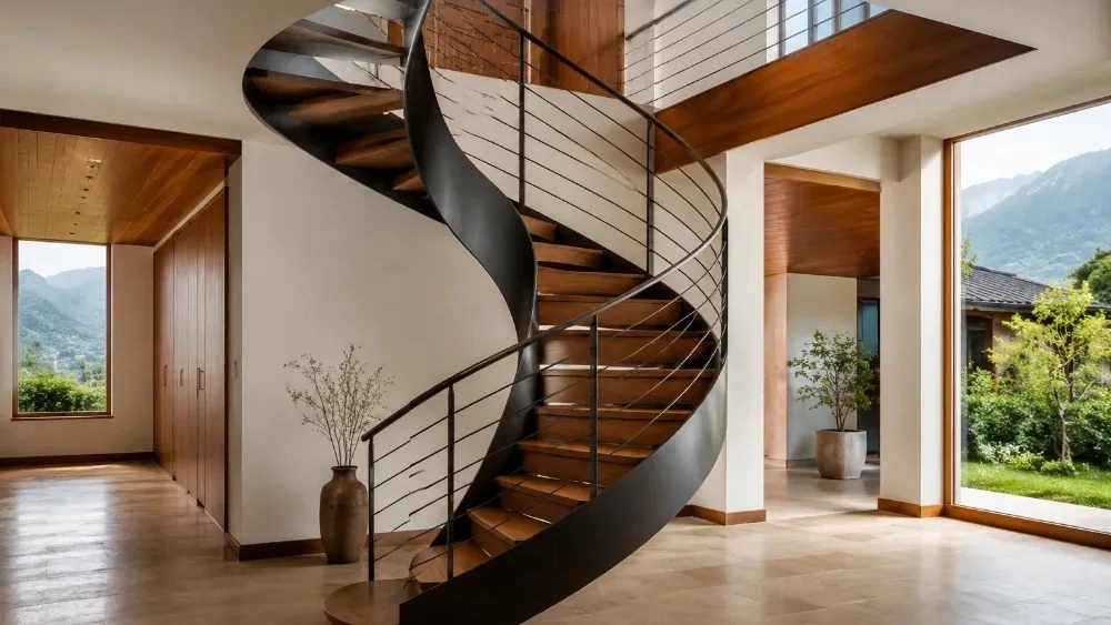 Types of round metal and wooden stair covers in Mazandaran