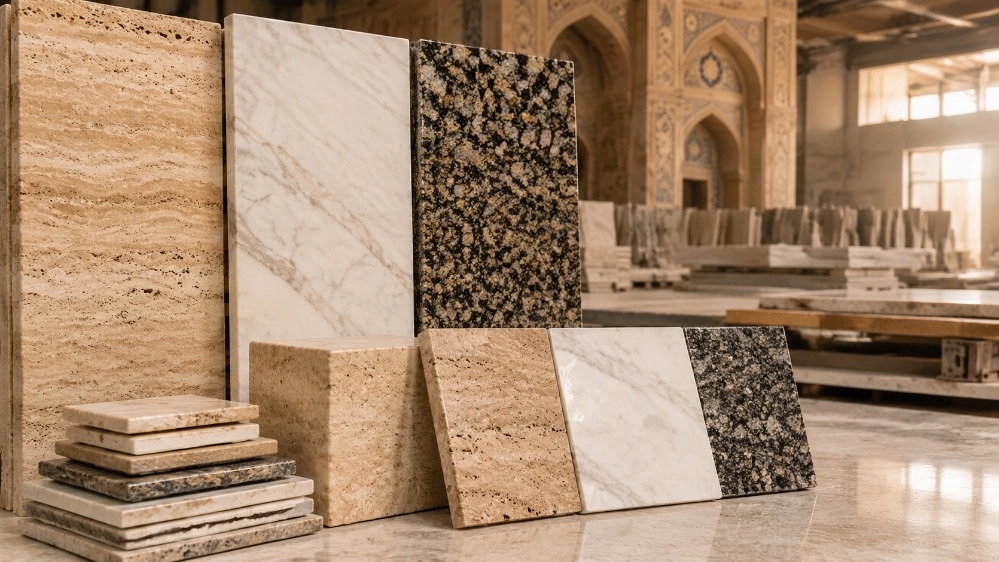 Seng Panah Industries, sale of travertine, marble and granite construction stone in Isfahan