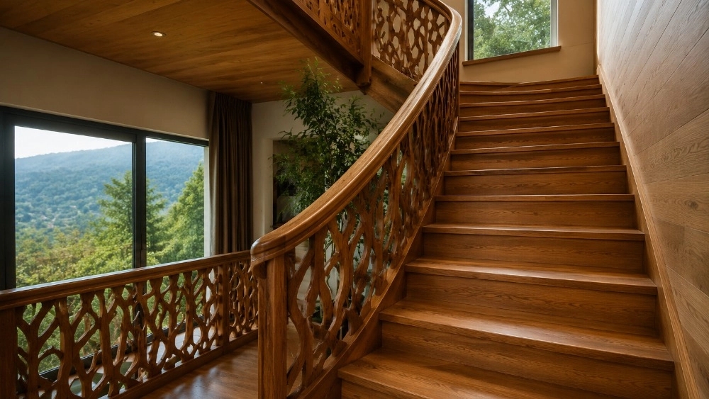 The price of design and construction of stairs and wooden fence in Lahijan