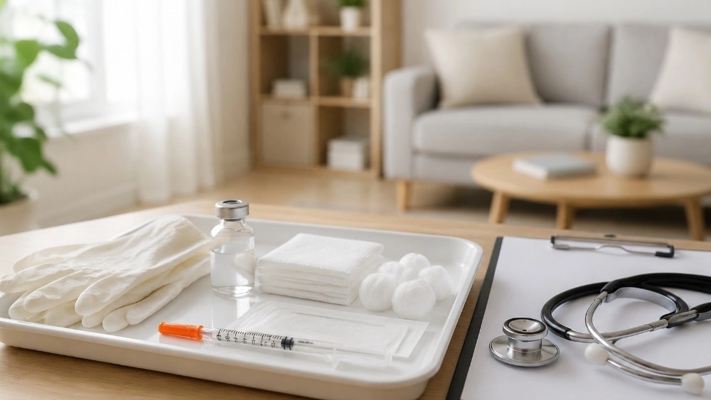 Providing injection services at home by a lady in Urmia