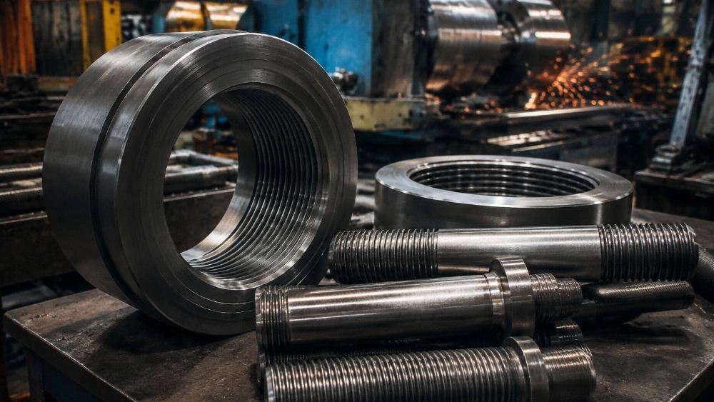 Production of customized threaded parts suitable for heavy industries