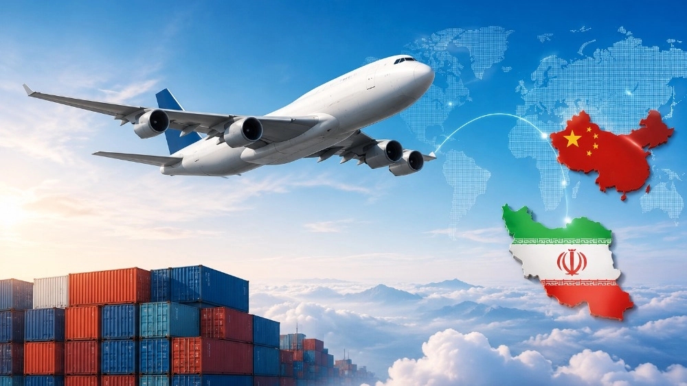 How many days does air transport from China to Iran take?