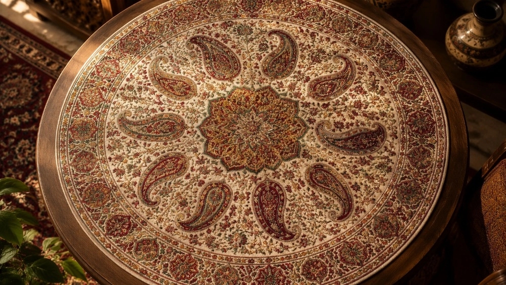 Viewing the models and ordering the round embroidered table cloth online