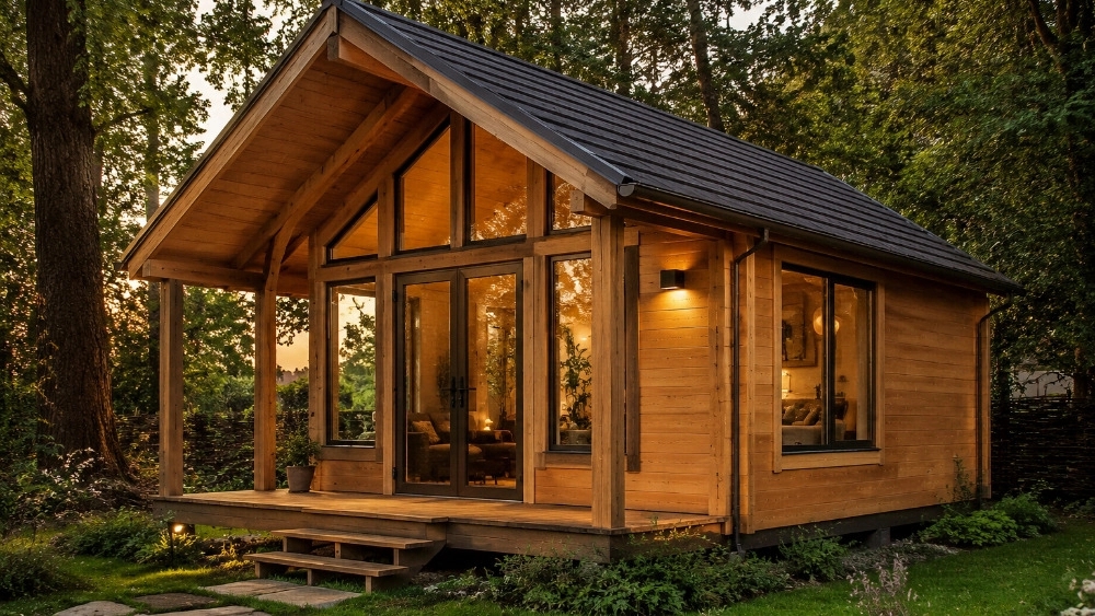 Construction of huts and pavilions with Georgian beech wood