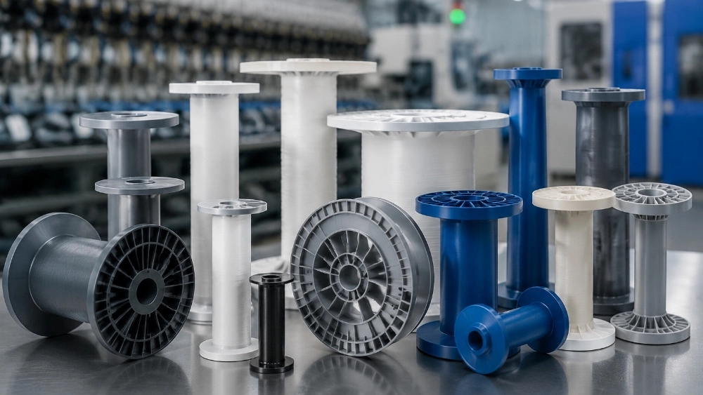 Firouz Plast Iran, production of plastic parts of bobbins and textile spindles in Maybod, Yazd