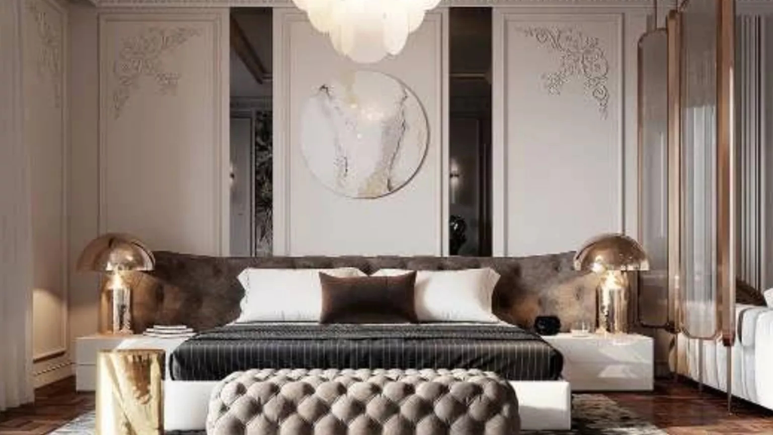 Neoclassical bedroom with luxurious design