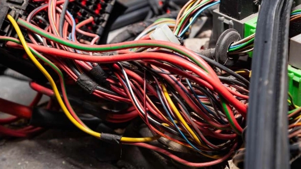 What does the color of the wires in the car indicate?
