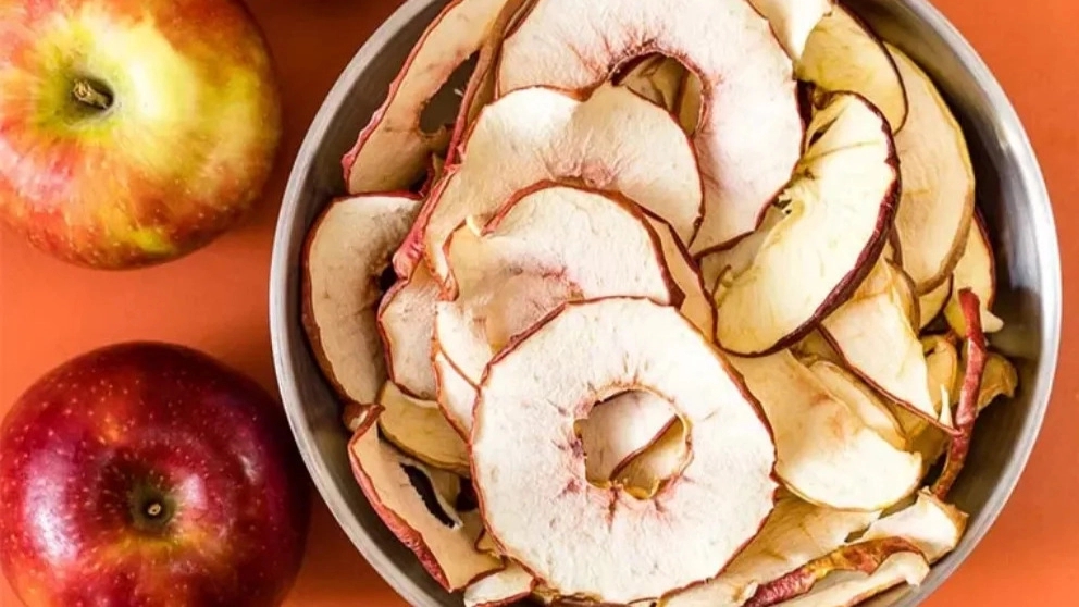 Yellow and red apple dried fruit