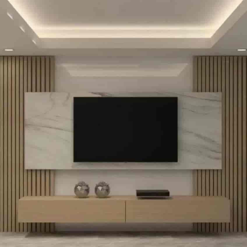 تصميم وتنفيذ جدار التلفزيون