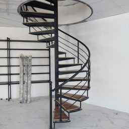 Wooden and metal escalators