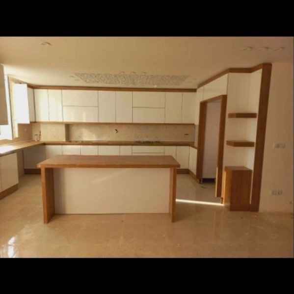Normal white cabinet with golden glass