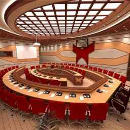 Visualizers, equipment and design of the amphitheater conference hall in East Azerbaijan