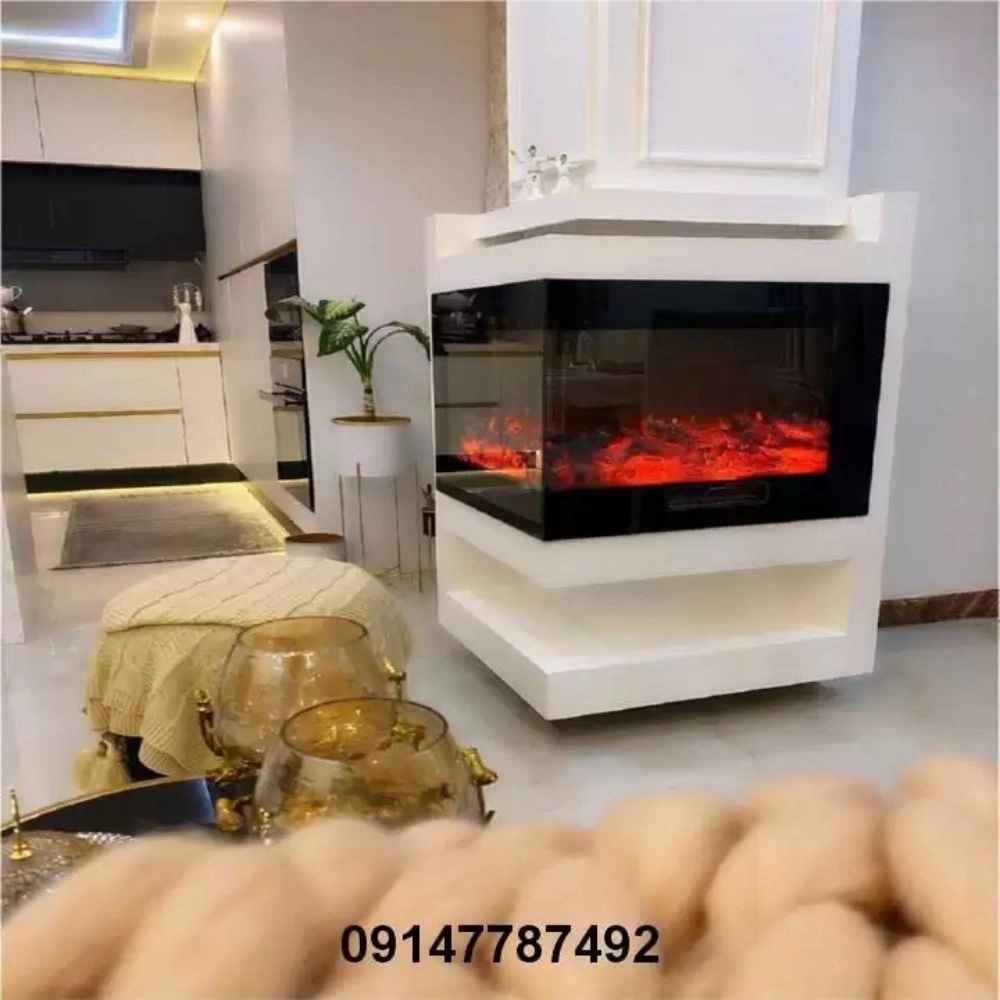 Modern 90 degree or L fireplaces (electric, gas)