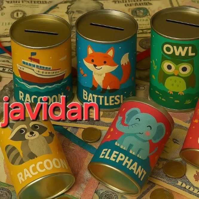Fantasy metal piggy bank with animal and vehicle designs