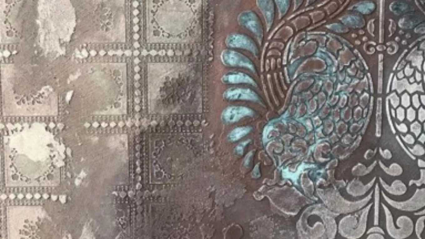 Tahran'da kabartmalı patine, altın ve gümüş varak, stucco ve Ghorbani taşı tasarımının tasarımı ve uygulaması