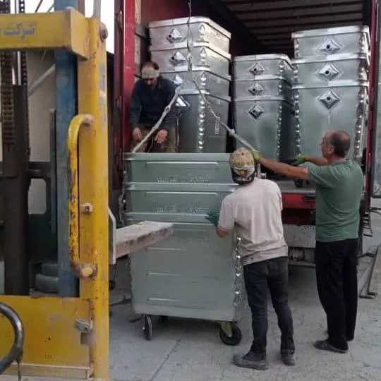 تولید و فروش سطل زباله آهنی بزرگ مکانیزه شهری سالار صنعت ملارد تهران