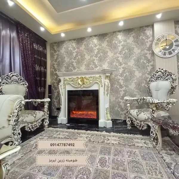 شومینه های کلاسیک(برقی،گازی،چدنی)با فرم چوب و سنگ