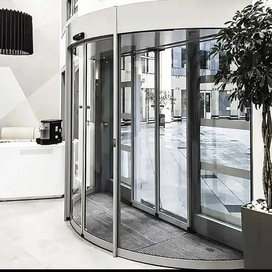 درب اتوماتیک شیشه ای نیم گرد