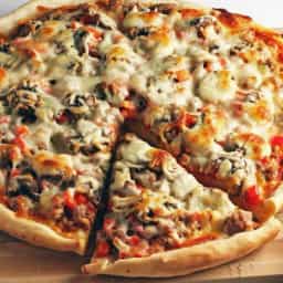 Pizza meat and mushrooms