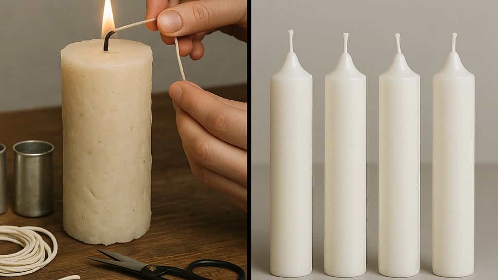 Comparison of handmade candles with factory candles