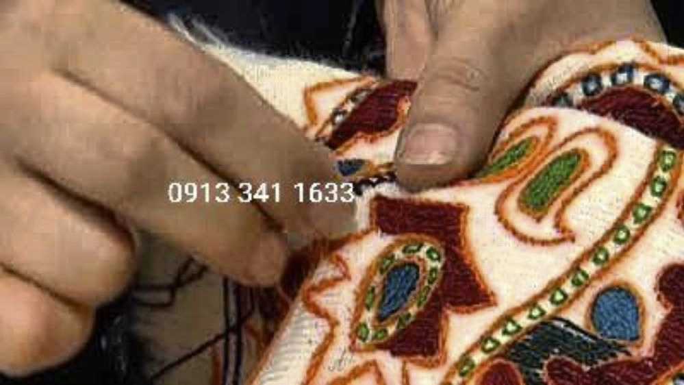 پته دوزی و سوزن دوزی روی پارچه هنر اصیل کرمان
