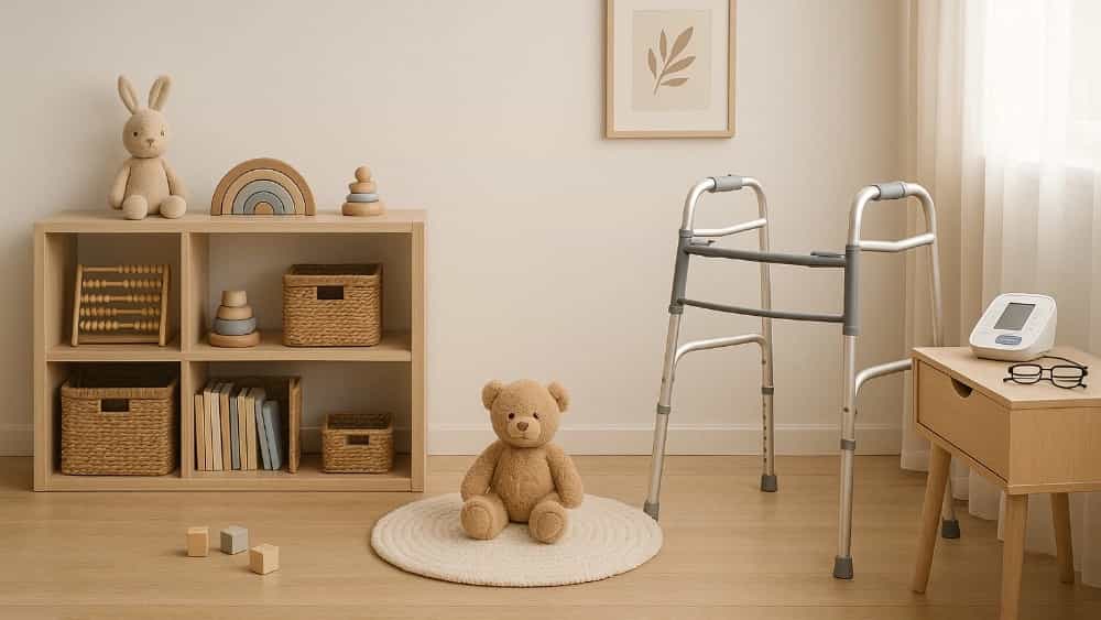 Care for an elderly child and nurse at home
