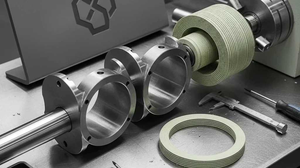 Ehsan Hydraulics, packing lathe, repair of twin backup jack seals with German sheet in Tehran