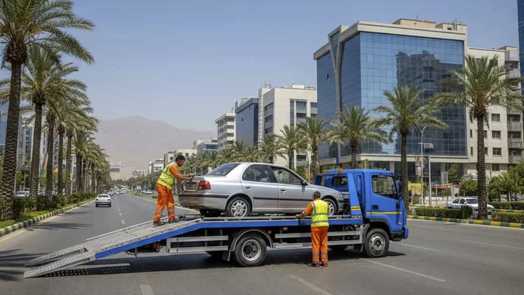 Towing services on Chamran Blvd., Shiraz, fast and reliable relief Sahranord 09170055568