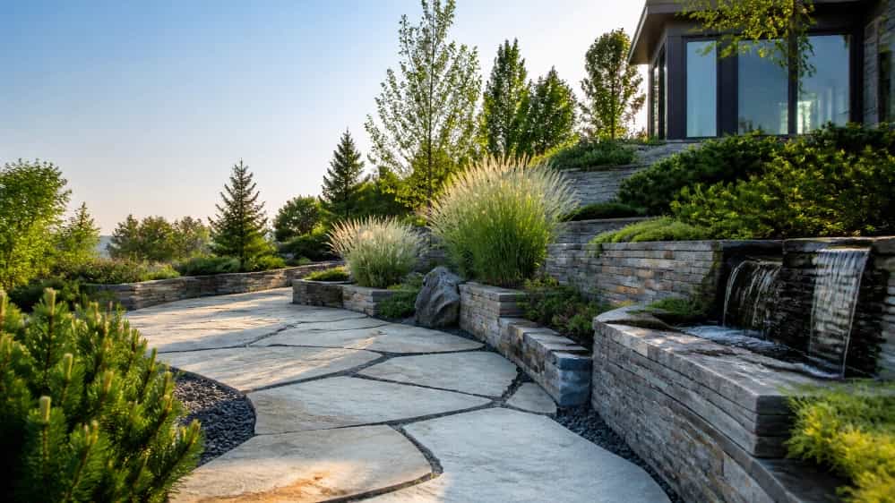 Landscaping with sheet stone in Damavand, Tehran