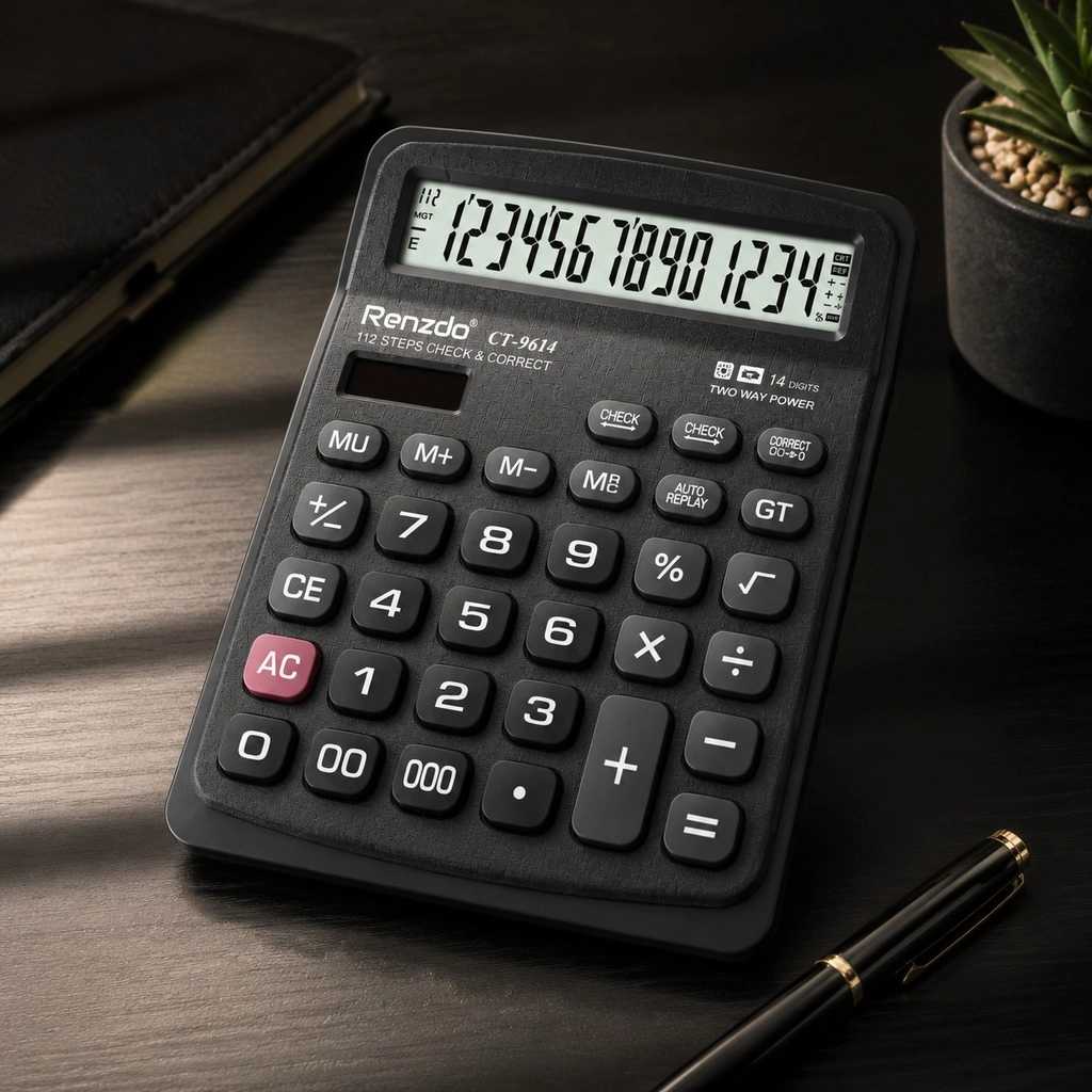 ماشین حساب رومیزی ۱۲ رقمی سبز با چک و تصحیح
