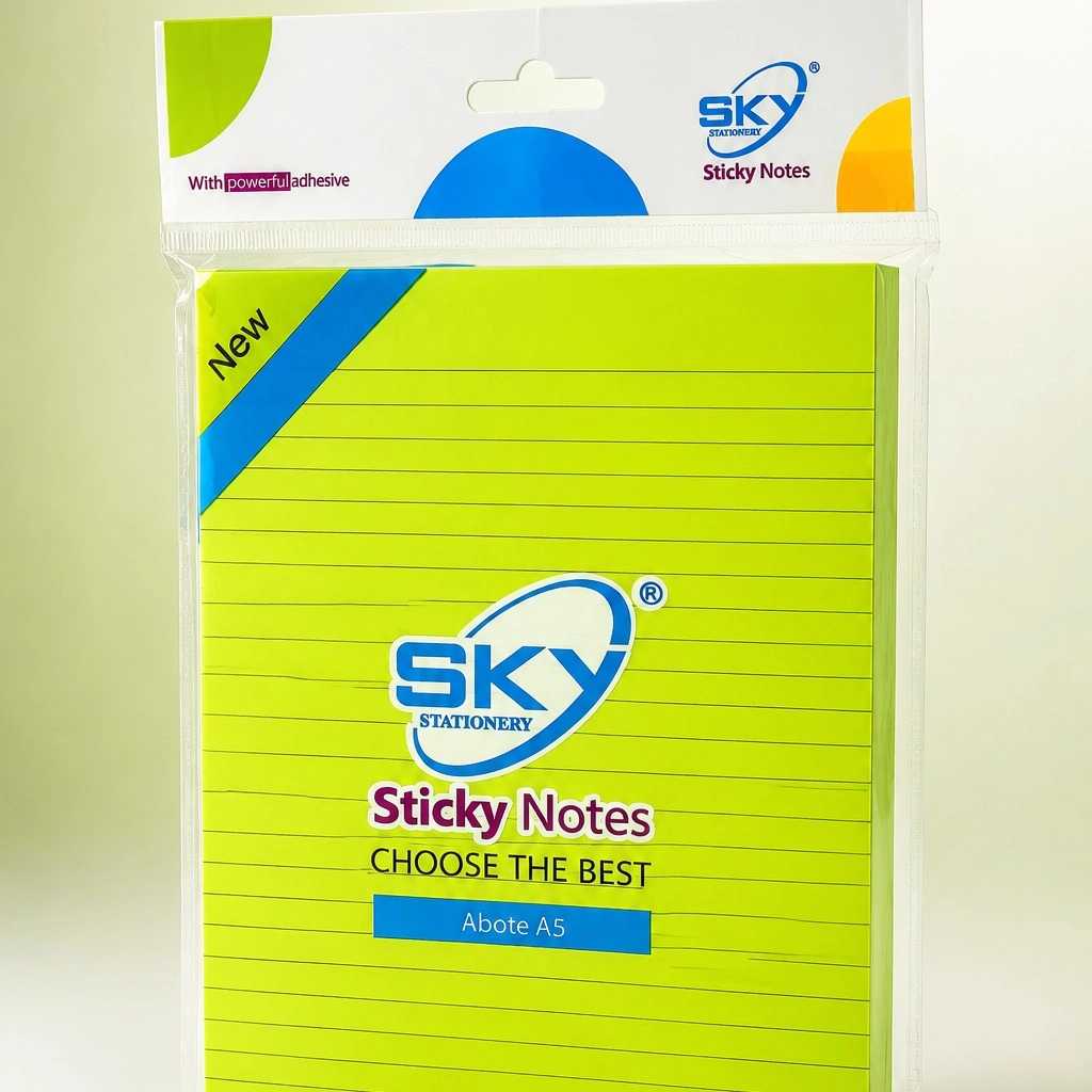 استیکی نوت خط‌دار سبز SKY سایز A5