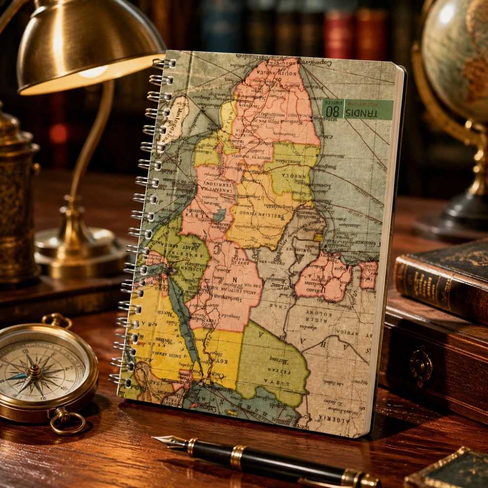 دفترچه فنری تندیس طرح نقشه جهان ۸۰ برگ