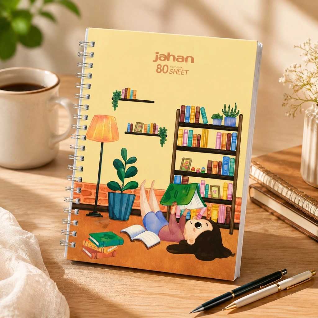 دفترچه فنری جهان طرح کتاب‌خوانی ۸۰ برگ