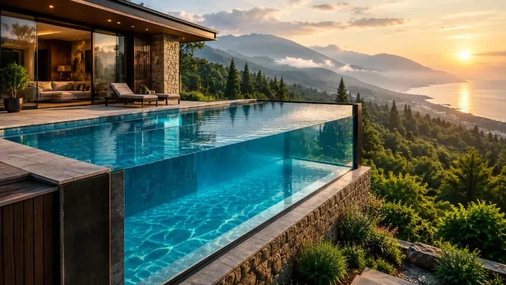 Construction of a glass pool in Go Motel with specialized execution